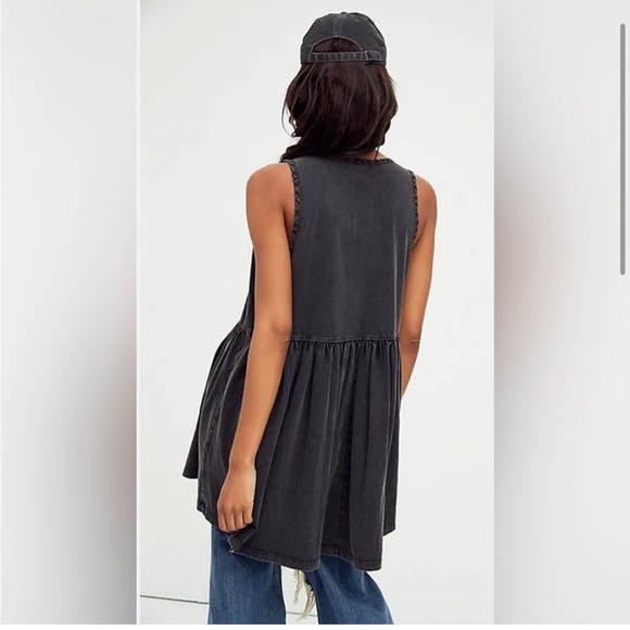 Free People Black Brooke Tunic Dress Large - Picture 2 of 7